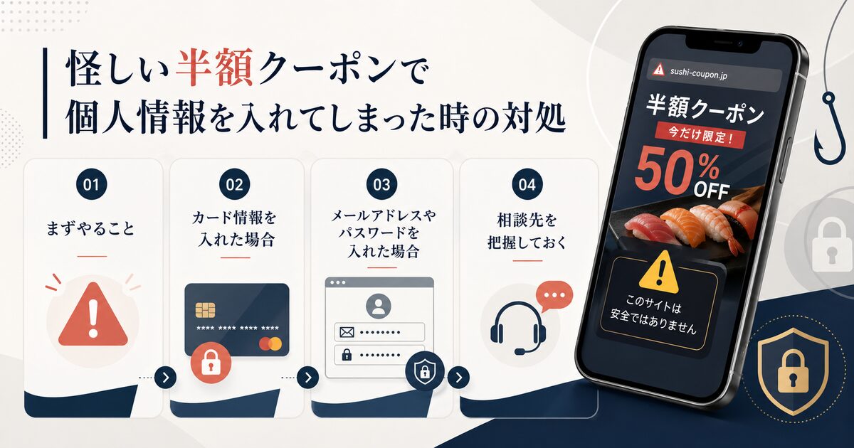 怪しい半額クーポンで個人情報を入れてしまった時の対処