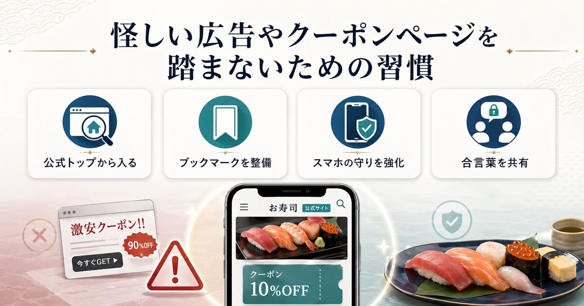 怪しい広告やクーポンページを踏まないための習慣