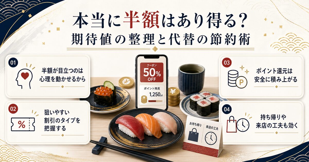 本当に半額はあり得る？期待値の整理と代替の節約術